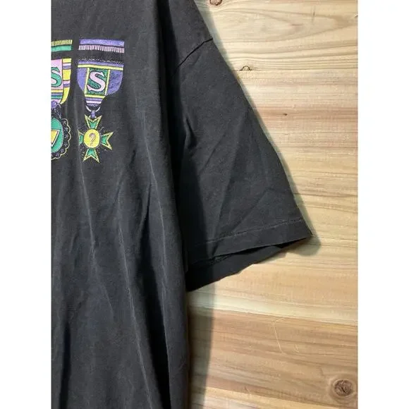 Vintage 1989 Guess Jeans Graphic T Shirt Faded Black Single Stitch XL USA MADE